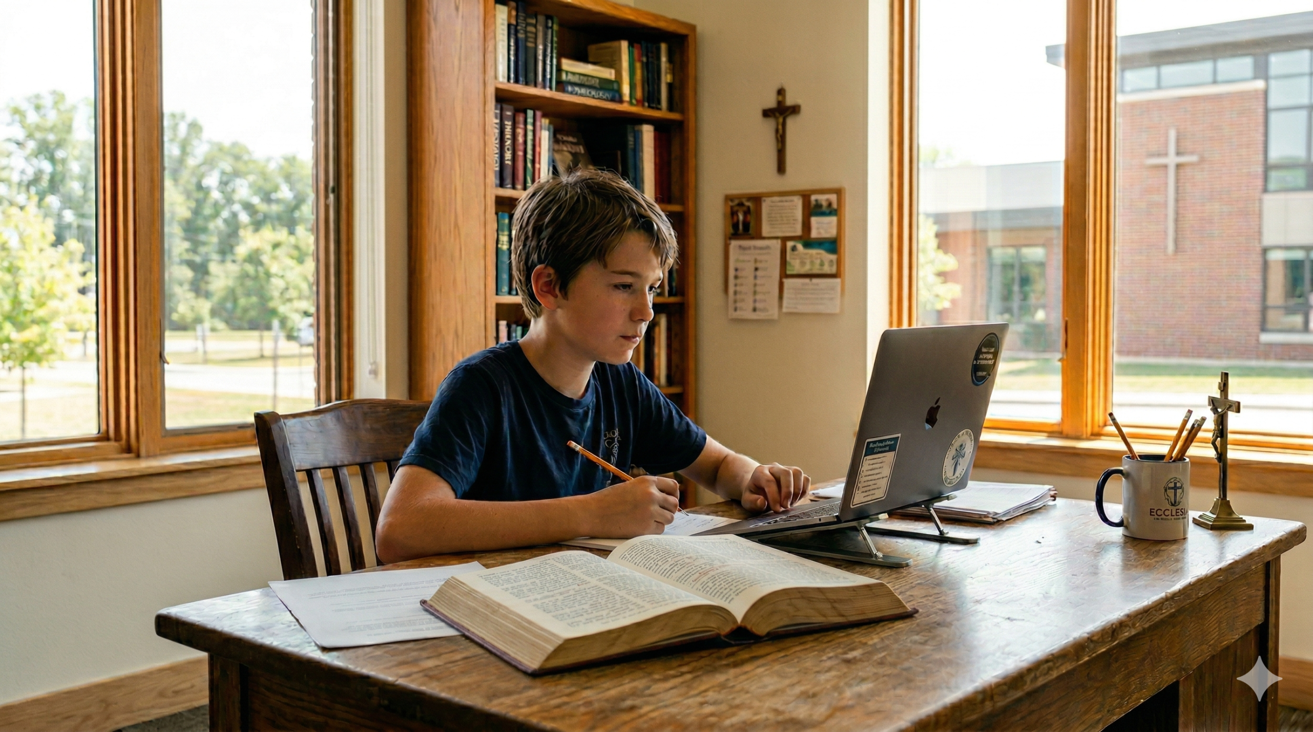 Student engaged in classical study